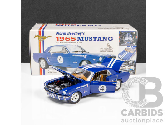 1660378 · Classic Carlectables 1965 Ford Mustang ATCC Winner Norm Beechey Neptune Racing #4 458/4000 1:18 Scale Model Car