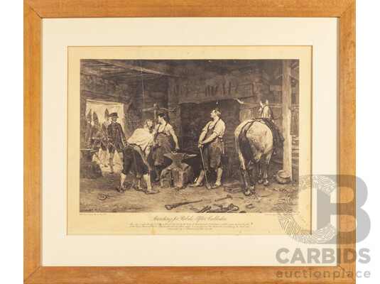 1662017 · Pair of Antique 19th Century Military Steel Engravings, 62H x 94W cm (largest frame) (2)