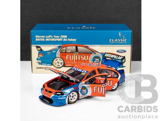 Classic Carlectables 2006 Ford BA Falcon V8 Supercar Fujitsu Warren Luff #25 1:18 Scale Model Car