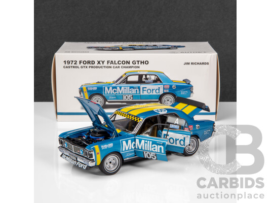 AUTOart 1972 Ford XY Falcon GTHO Phase III Production Car Championship Winner Richards #105 1:18 Scale Model Car - Signed COA