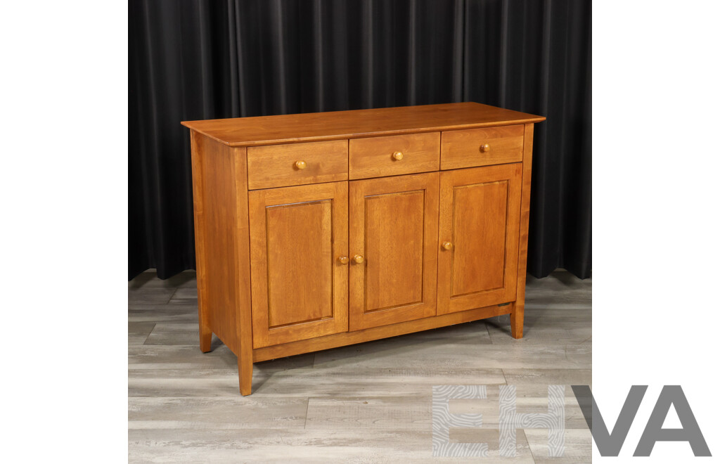 Modern Three Drawer Sideboard with Three Panel Doors