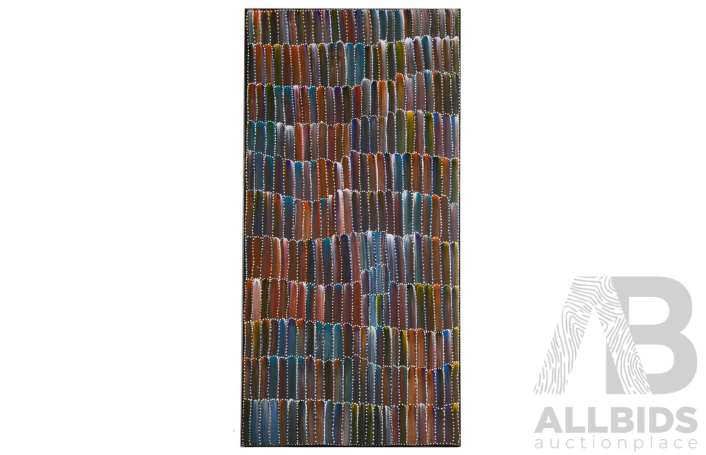 Jeannie Mills Pwerle, (20th Century, Indigenous Australian, 1965-), Bush Yam (2021), Original Acrylic on Linen, 100 x 52 cm