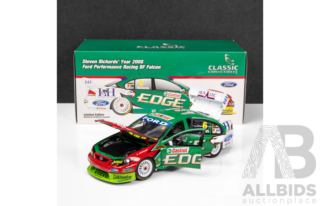 Classic Carlectables 2008 Ford BF Falcon V8 Supercar Steven Richards FPR Castrol Edge #6 1:18 Scale Model Car