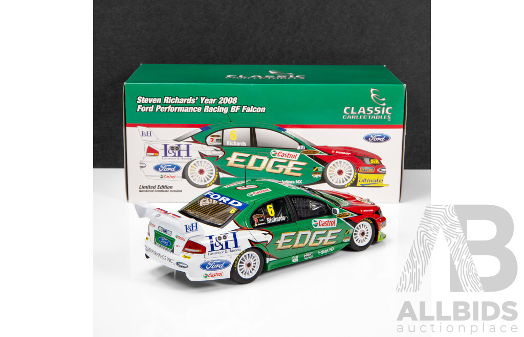 Classic Carlectables 2008 Ford BF Falcon V8 Supercar Steven Richards FPR Castrol Edge #6 1:18 Scale Model Car