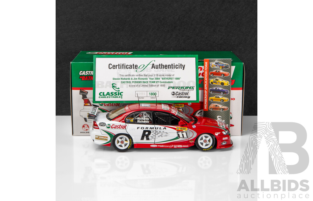 Classic Carlectables 2004 Holden VY Commodore Bathurst 1000 Castrol Perkins #11 Richards 1:18 Scale Model Car