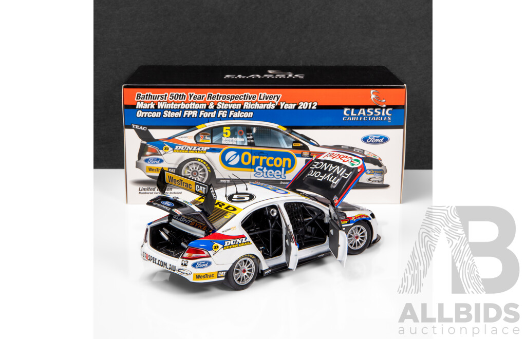 Classic Carlectables 2012 Ford FG Falcon V8 Supercar Bathurst 50th Year Retro Livery Richards / Winterbottom #5 1:18 Scale Model Car