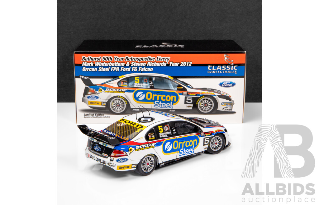 Classic Carlectables 2012 Ford FG Falcon V8 Supercar Bathurst 50th Year Retro Livery Richards / Winterbottom #5 1:18 Scale Model Car