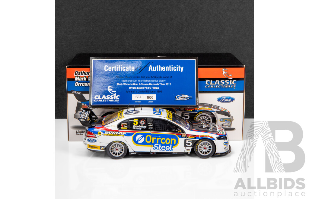 Classic Carlectables 2012 Ford FG Falcon V8 Supercar Bathurst 50th Year Retro Livery Richards / Winterbottom #5 1:18 Scale Model Car