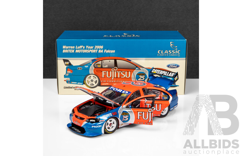 Classic Carlectables 2006 Ford BA Falcon V8 Supercar Fujitsu Warren Luff #25 1:18 Scale Model Car