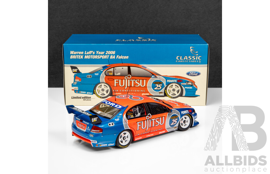 Classic Carlectables 2006 Ford BA Falcon V8 Supercar Fujitsu Warren Luff #25 1:18 Scale Model Car