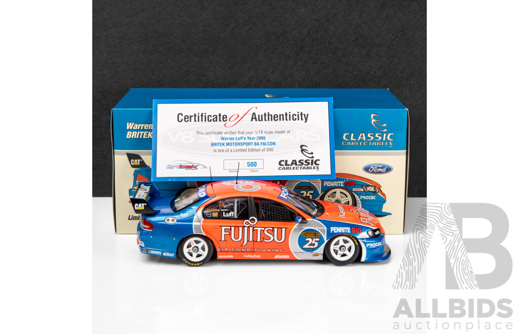 Classic Carlectables 2006 Ford BA Falcon V8 Supercar Fujitsu Warren Luff #25 1:18 Scale Model Car
