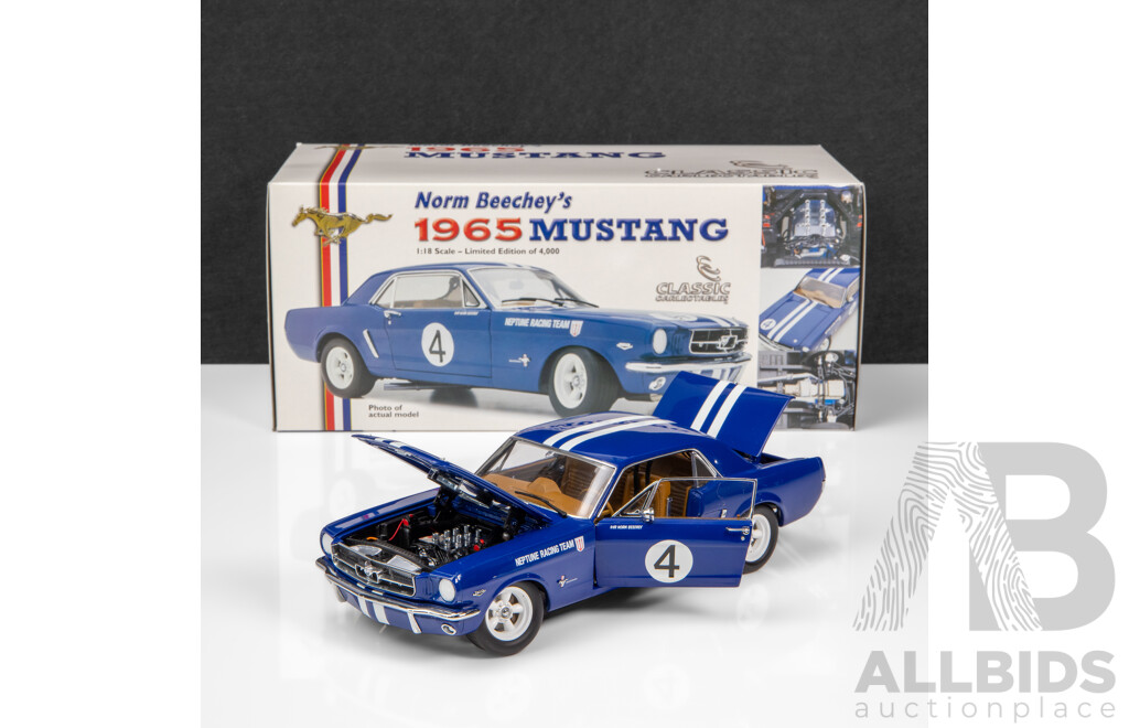 Classic Carlectables 1965 Ford Mustang Neptune Racing Team Norm Beechey #4 1:18 Scale Model Car