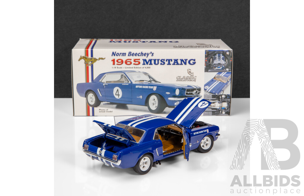 Classic Carlectables 1965 Ford Mustang Neptune Racing Team Norm Beechey #4 1:18 Scale Model Car