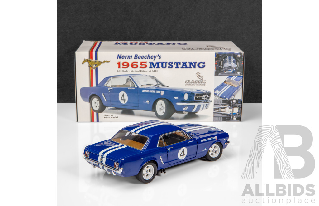 Classic Carlectables 1965 Ford Mustang Neptune Racing Team Norm Beechey #4 1:18 Scale Model Car