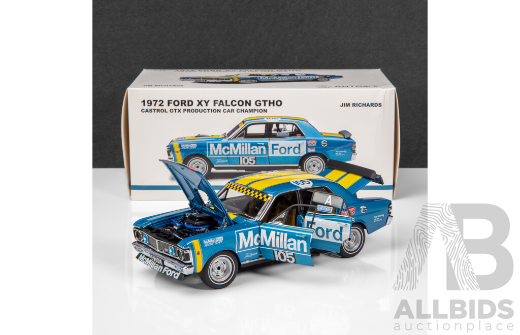 AUTOart 1972 Ford XY Falcon GTHO Phase III Production Car Championship Winner Richards #105 1:18 Scale Model Car - Signed COA