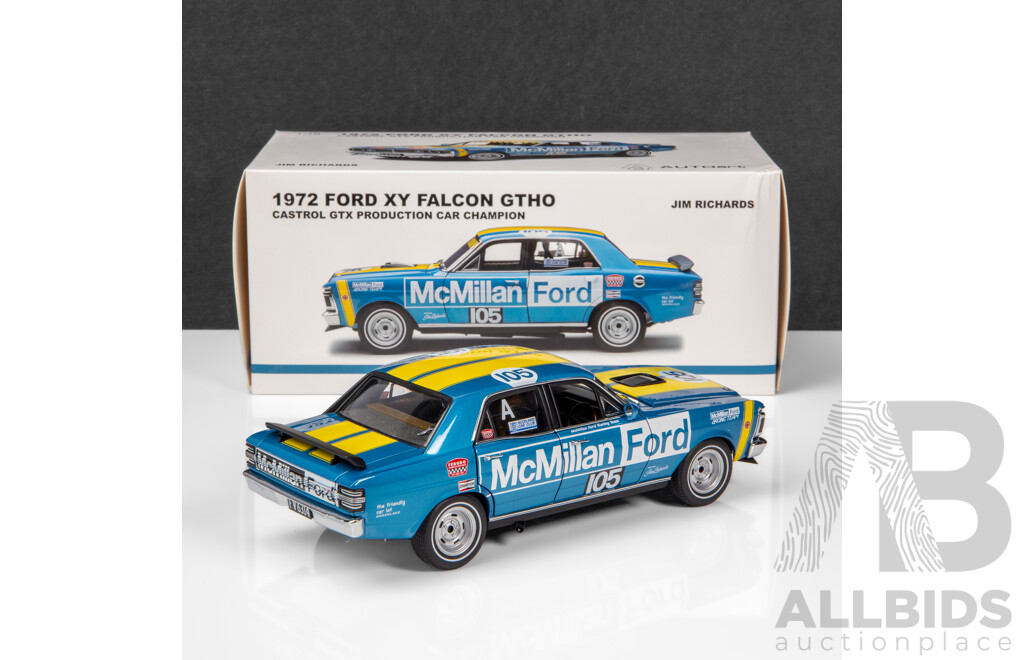 AUTOart 1972 Ford XY Falcon GTHO Phase III Production Car Championship Winner Richards #105 1:18 Scale Model Car - Signed COA