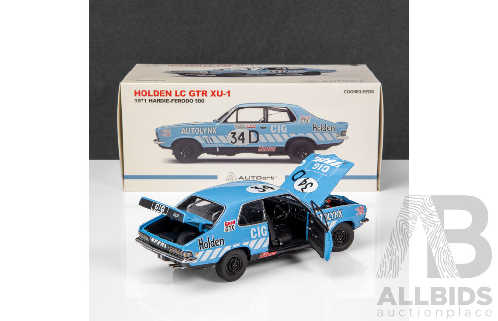 AUTOart 1971 Holden LC Torana GTR XU-1 Hardie-Ferodo 500 Cooke / Leads #34D 1:18 Scale Model Car - Signed COA