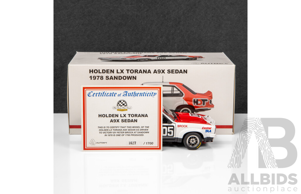 AUTOart 1978 Holden LX Torana A9X Sedan Sandown HDT Winner Brock #05 1:18 Scale Model Car