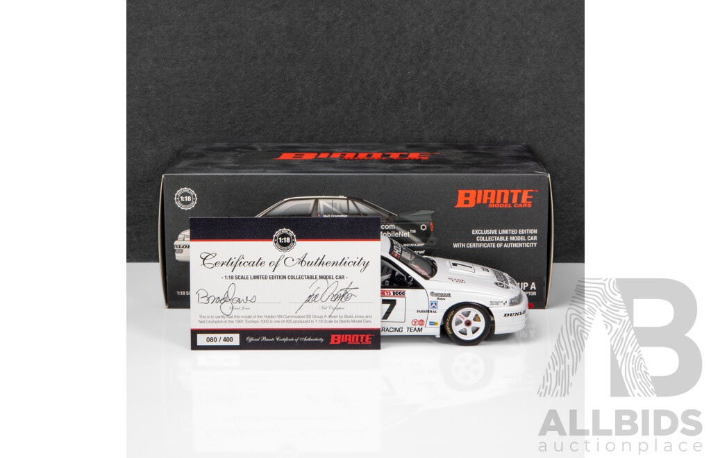 Biante 1991 Holden VN Commodore SS Group a HRT Telecom Jones / Crompton #7 1:18 Scale Model Car - Signed COA