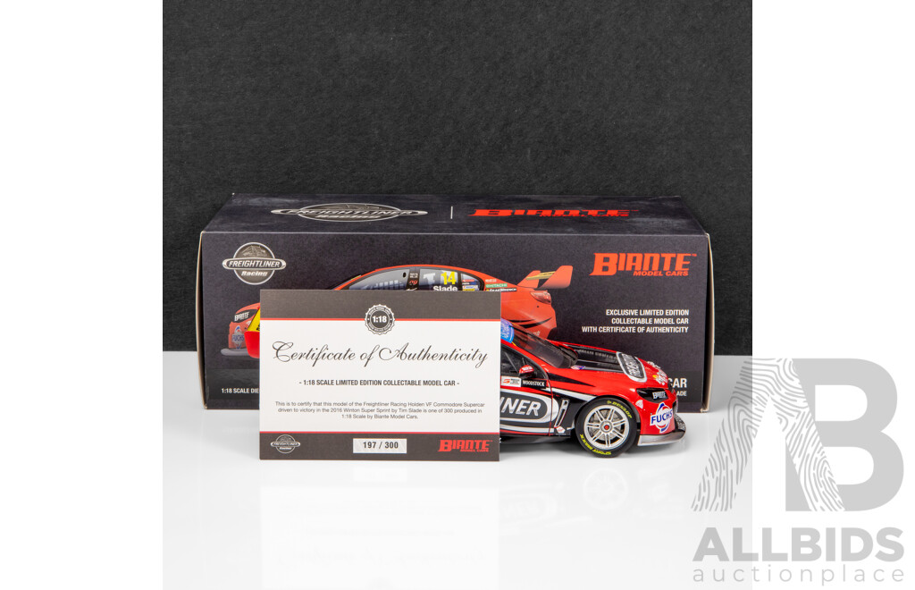 Biante 2016 Holden VF Commodore V8 Supercar Super Sprint Winner Freightliner Slade #14 1:18 Scale Model Car