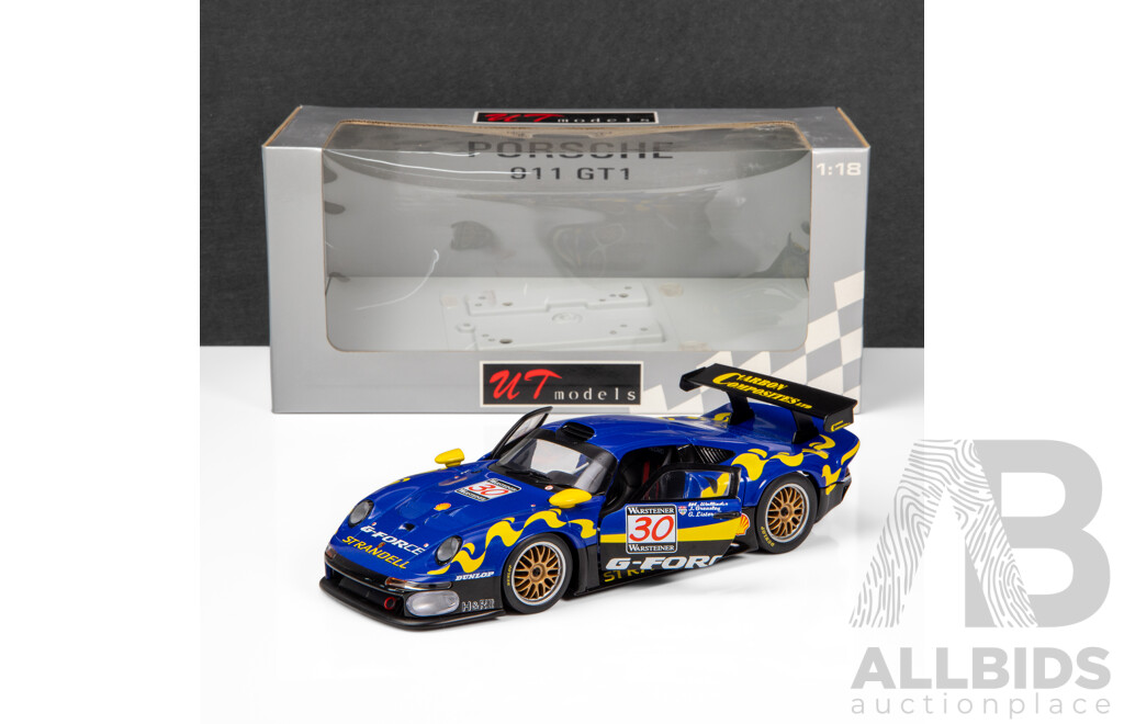 UT Models 1997 Porsche GT1 G-Force #30 Wallinder / Greasley / Lister 1:18 Scale Model Car