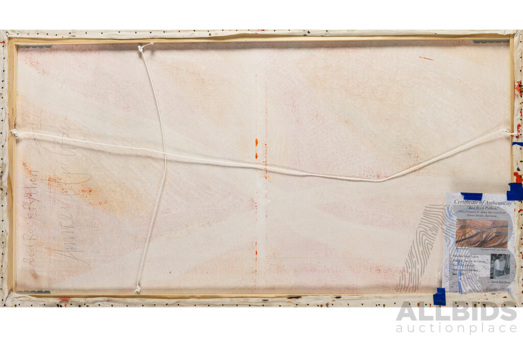Annie Marlissa, (20th Century, Indigenous Australian), Red Rock Python (2022), Wonderful Original Acrylic on Canvas Cloth, 80H x 150W cm