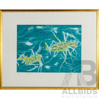 Frank Hodgkinson, (20th Century, Australian, 1919-2001), Shrimps (1997), Hand Coloured Etching, Editioned 12/20 and Signed, 76 x 94 cm (frame)