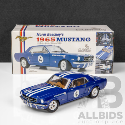Classic Carlectables 1965 Ford Mustang Neptune Racing Team Norm Beechey #4 1:18 Scale Model Car