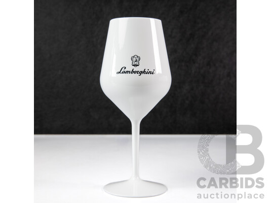 1660423 · Set of 12 White Lamborghini Plastic Single Stem Wine Goblets