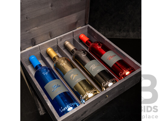 Lamborghini LUXE Collection Variety Pack Inc Titanio, Rosso, Oro and Blu - Four 750ml Bottles in Wooden Box - RRP $651
