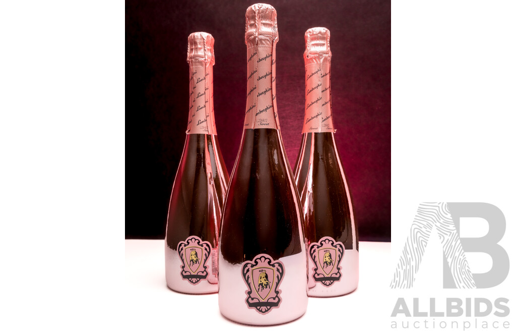 Lamborghini Zero Alcohol Organic Sparkling Rose 750ml - Lot of 3 Bottles - Total RRP $387