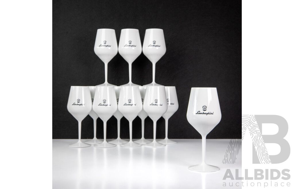 Set of 12 White Lamborghini Plastic Single Stem Wine Goblets