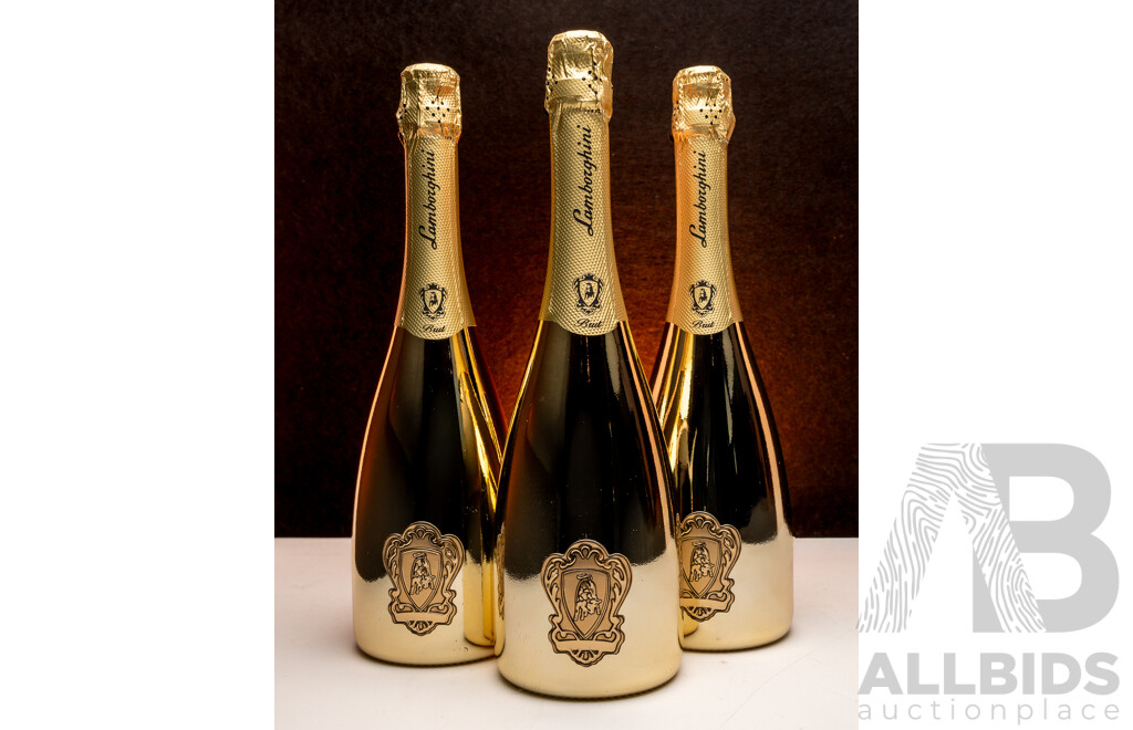 1661592 · Lamborghini Gold Brut Pinot Noir Chardonnay NV 750ml - Lot of 3 Bottles - Total RRP $567