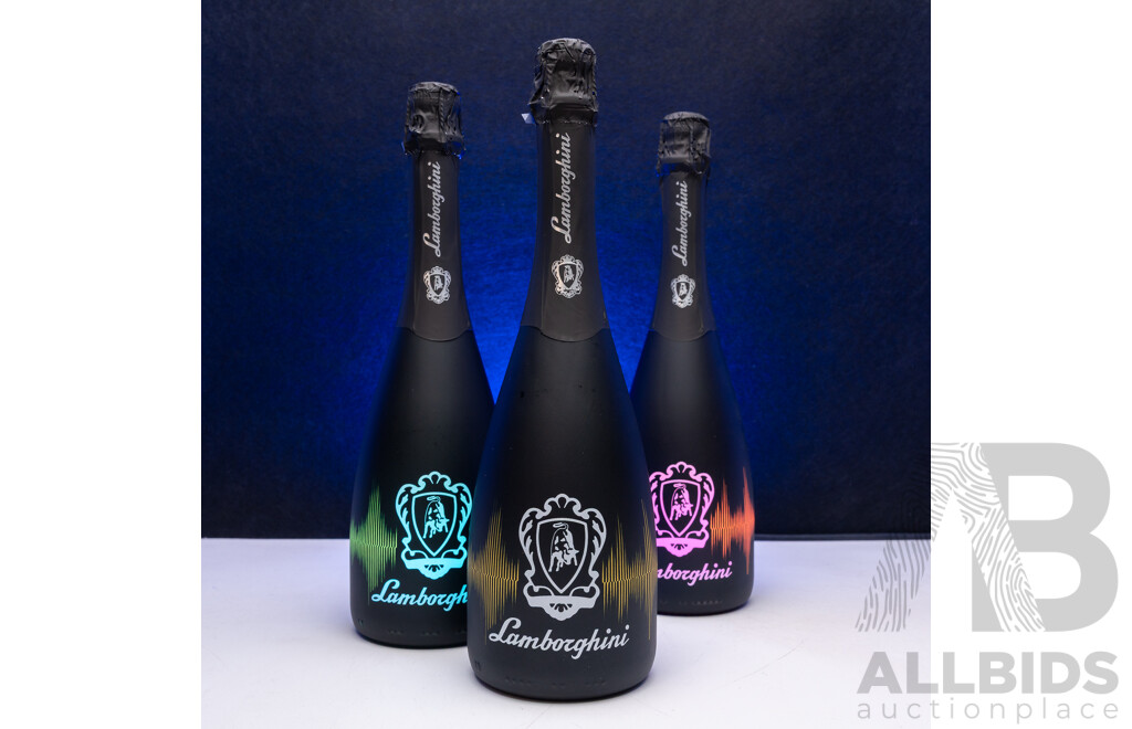 1663529 · Lamborghini DJ Luminoso Pinot Noir Chardonnay Brut NV 750ml - Lot of 3 Bottles - Total RRP $867