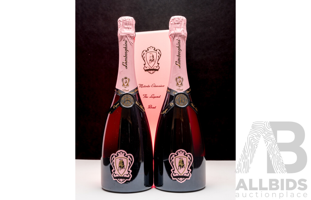 Lamborghini The Legend Rose Metodo Classico Vintage Organic Sparkling Pinot Noir 750ml - Lot of 2 Bottles - Total RRP $578