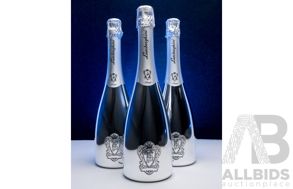 Lamborghini Platinum Brut Pinot Noir Chardonnay NV 750ml - Lot of 3 Bottles - Total RRP $567