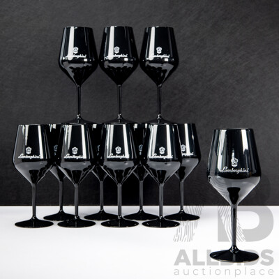 Set of 12 Black Lamborghini Plastic Single Stem Wine Goblets