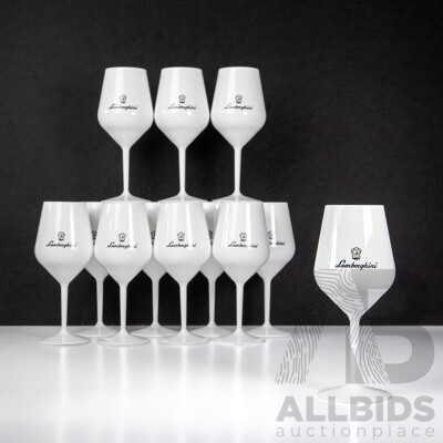 Set of 12 White Lamborghini Plastic Single Stem Wine Goblets