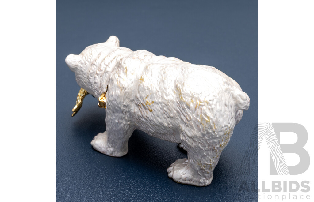 Polar Bear Cloisonné Enamel Trinket Box, with Crystal Accents
