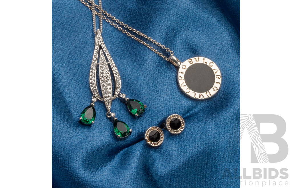 Silver Plated BVLGARI Pendant and Earrings Set, Tiffany&Co and Jakk Silver Plated Necklace