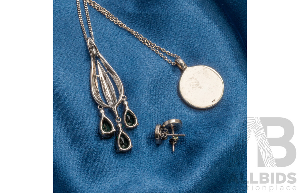 Silver Plated BVLGARI Pendant and Earrings Set, Tiffany&Co and Jakk Silver Plated Necklace