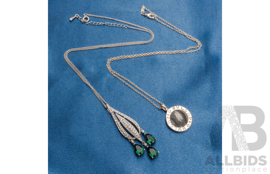 Silver Plated BVLGARI Pendant and Earrings Set, Tiffany&Co and Jakk Silver Plated Necklace