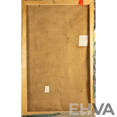 Artist Unknown, (20th Century), Three Ladies Out for a Stroll, Original Vintage Oil on Canvas Cloth, Stretched to Frame, 130 x 82 cm