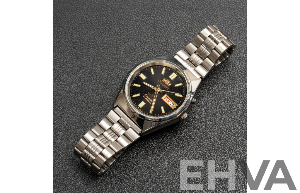 Orient 3 Star Crytal 21 Jewels Automatic Watch, 469WB1-84 CA, Black Dial, Vintage Circa 1980's