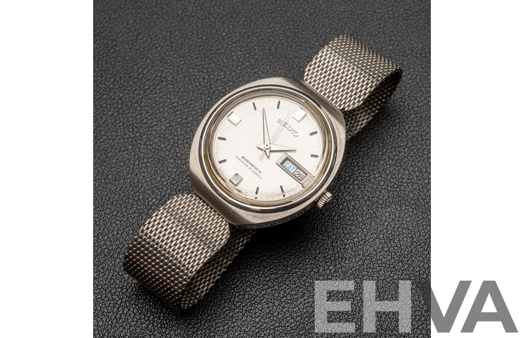 Seiko Business-A Diashock 27 Jewels Automatic Vintage Watch, 8346-7000, 35mm, Silver Slimline