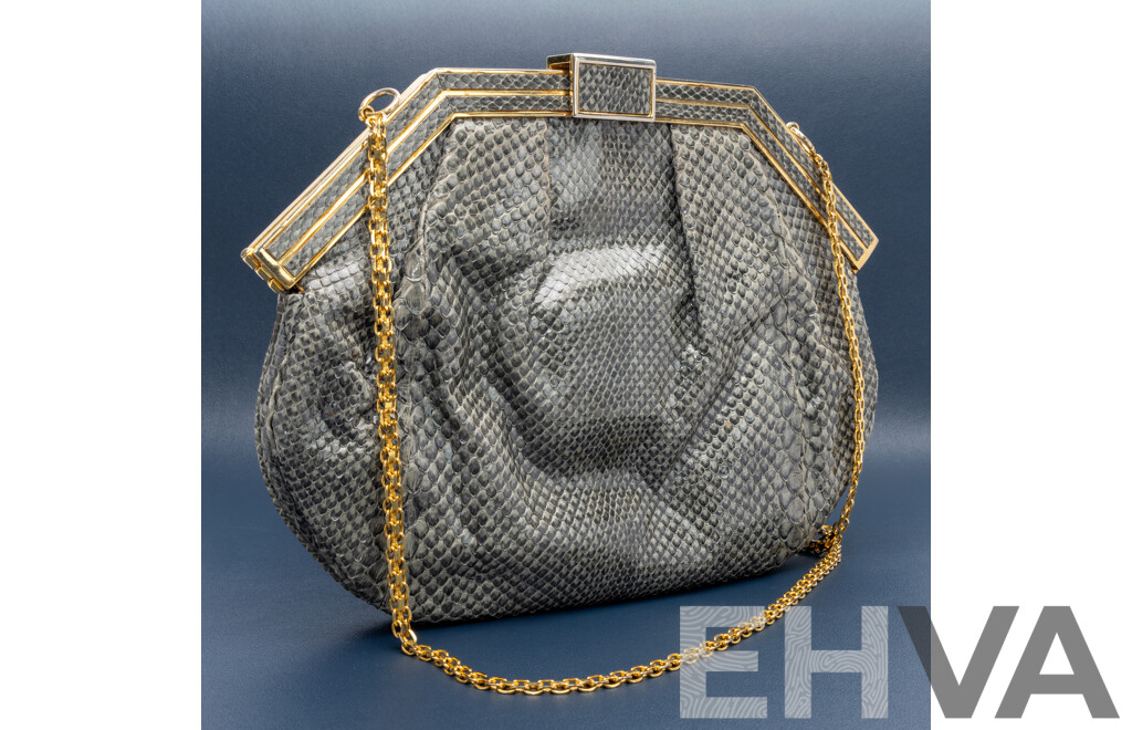 Colombetti Milano Grey Snake Skin Evening Bag, Made in Milano
