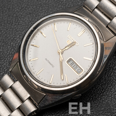 Seiko 5 Automatic Vintage Watch, S726-3040, 35mm, White Dial
