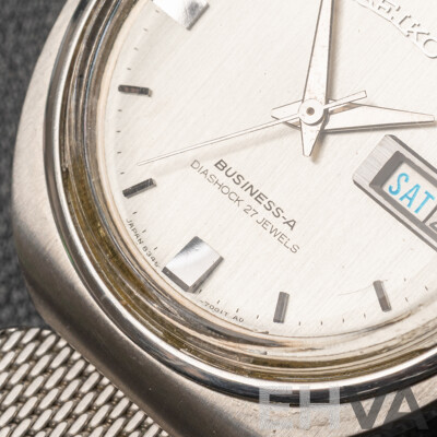 Seiko Business-A Diashock 27 Jewels Automatic Vintage Watch, 8346-7000, 35mm, Silver Slimline