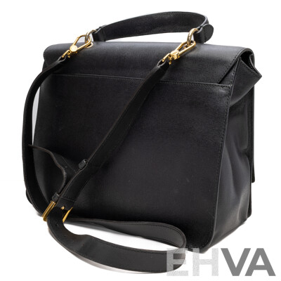 Furla Genuine Leather Black Messenger Crossbody Tote Style Bag