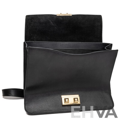 Furla Genuine Leather Black Messenger Crossbody Tote Style Bag